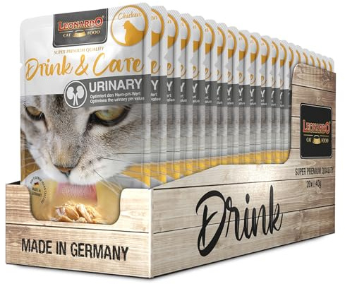 LEONARDO Drink & Care Urinary Chicken 20x 40g, Leckeres Getränk für Katzen für einen optimierten pH-Wert