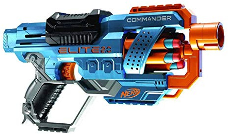 NERF Elite 2.0 Commander RD-6 Blaster, 12 Darts, 6-Dart Rotationstrommel, Tactical Rail Steckschienen, Befestigungspunkte, Mehrfarbig, 6.7 x 36.2 x 24.1 cm, für Jungen und Mädchen