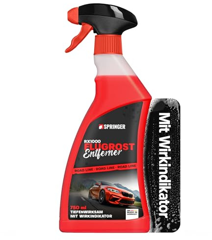 SPRINGER RX1000 - - Flugrostentferner 750ml - - Made in Germany - - Schonender & tiefenwirksamer Rost-Reiniger - - Rostentferner für Flugrost, Korrosionsspuren, Industriestaub, etc.