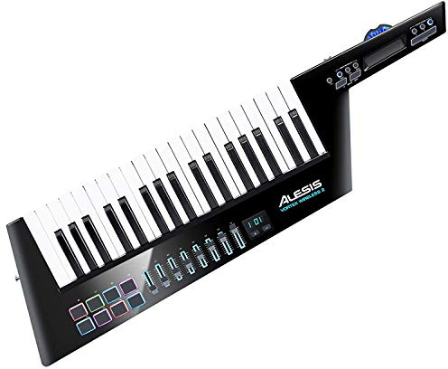 Alesis Vortex Wireless 2 kabelloser USB MIDI Keytar-Controller | 37 anschlagsdynamische Tasten, 8 RGB-Drum-Pads, Neigungssensor und Pitch-Wheel