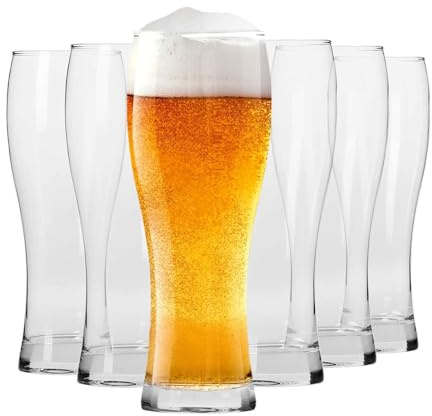 Krosno Chill Biergläser 500 ml, 6er Set – Hohe Weizenbiergläser, Lager & Craft Beer, Bleifreies Kristallglas, spülmaschinengeeignet, Made in Europe
