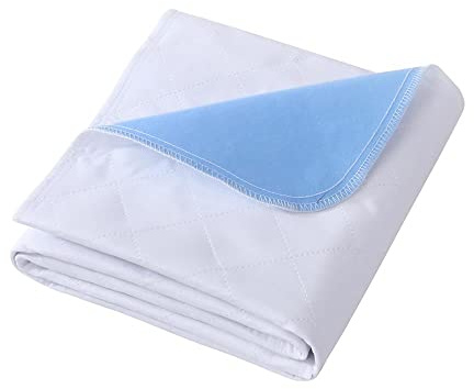 Aimtton 2 Stück Inkontinenzunterlage Waschbar 86 × 132 cm Saugvlies Matratzenauflage wasserdicht und waschbar, Blau-weiß