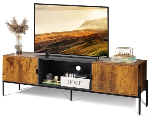 WLIVE TV Schrank, Lowboard für Fernseher bis zu 65 Zoll, 147 x 37 x 45 cm, Fernsehschrank TV Board mit Offenen Stauraum, Fernsehtisch für Wohnzimmer und Schlafzimmer Modern Stand for