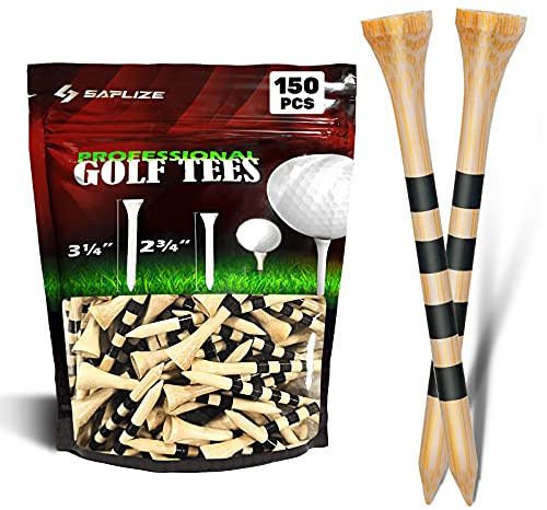 SAPLIZE Bambus Golf Tees 150 Stück, Vier Größenoptionen (38mm / 54mm / 70mm / 83mm) - Biologisch abbaubare, langlebigere und stabilere Golf Tees