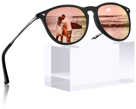 CARFIA Vintage Polarisierte Sonnenbrille für Damen Herren UV400 Schutz | Ultraleicht Rahmen, Verspiegelt/Gradient Kategorie 3 Linse, Rivet Detail, Willkommen Designer Brille, Inklusive Brillenetui