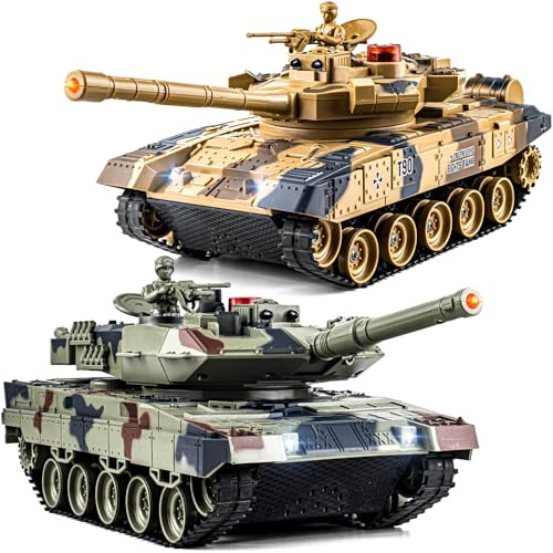 Supdex 1/24 RC Panzer mit Fernbedienung, militärischer Armeepanzer Spielzeug, 2.4GHz Steuerung mit Licht und Raucheffekt, taktisches Panzerfahrzeug für Kinder, Jungen