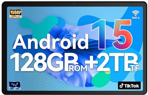 Whitedeer Android 15 Tablet 10 Zoll, Tablet mit 30GB RAM+128GB ROM, Octa Core, Widevine L1, Wi-Fi 6G/BT 5.3, 6200mAh, Computermodus unterstützt - Grau