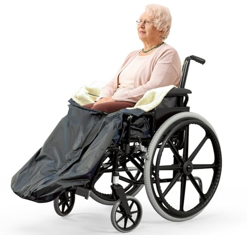 Bramble Schlupfsack für Rollstuhlfahrer Erwachsene Winter (Schwarz), Rollstuhldecke mit Innentasche - Gefütterter Regenschutz Fußsack