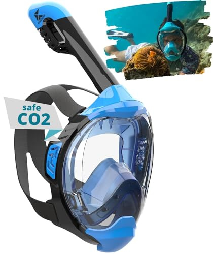 Khroom Schnorchelmaske Erwachsene & Kids ab 3 Jahre | CO2 sicher | Vollgesichtsmaske mit Easy-Breath System | Schnorchelset Alternative | Seaview Y Tauchmaske Schnorchelmaske Kinder