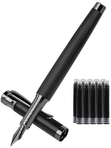 BOCIYER Luxus Füllfederhalter Set, feine Feder, bestes Stiftgeschenkset für Männer & Frauen, Büro, Kalligraphie füller - Schwarz