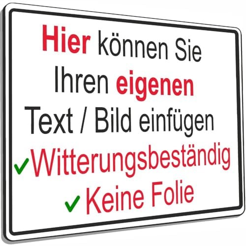 SCHILDER HIMMEL anpassbares Schild mit eigenem Text, Bild, Symbolen, Pfeilen, 7 Größen, wetterfestem Alu-Verbund oder Kunststoff für Innen, für Parken, Wegweiser, Pferde, Hunde, Firmenschilder