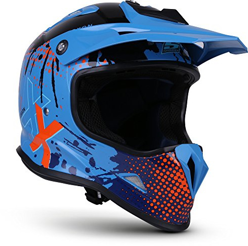 Soxon® SKC-33 „Fusion Green“ · Kinder Cross-Helm · Motorrad-Helm MX Cross-Helm MTB BMX Cross-Bike Downhill Off-Road Enduro-Helm · ECE 22.05 Schnellverschluss SlimShell Tasche XXS–S (49-54cm)