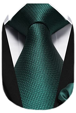 HISDERN Herren Krawatte mit Einstecktuch Karierte Formelle Klassische Hochzeit Herrenkrawatte und Taschentuch Set für Männer