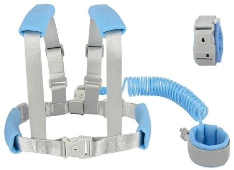 Reflektierende Kinderleine mit Handgelenkzügel, 2-in-1 Sicherheitsgurt mit Schloss, für Jungen und Mädchen (Blau 2 Meter)