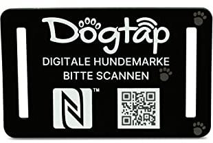 Dogtap Light Big, digitale Hundemarke für mittlere bis große Hunde, mit NFC-Chip und QR Code für Kontaktdaten und Steckbrief, aus Silikon, wasserfest, flexibel, 67 x 40 mm