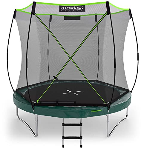 KINETIC SPORTS Trampolin Federlos-Design 'Bungee Safety Elite' Ø 244/305/366 cm - AirMAXX Sprungtuch-Technologie, Ultraleise, Outdoor Gartentrampolin für Kinder & Erwachsene
