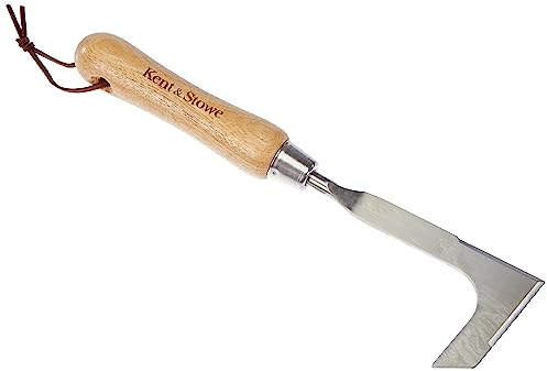Kent & Stowe Fugenkratzer – Unkrautkratzer aus Edelstahl zum Entfernen von Moos und Unkraut, Fugenmesser mit Stiel aus Eschenholz, Länge: 28,5 cm