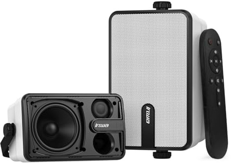 Inwa 250W Bluetooth Outdoor Lautsprecher, Wireless Soundsystem für den Innen- und Außen, Wetterfest (2 Stück, Modell: MZ632, Bluetooth-Name: Sync Speaker, RMS 25W)