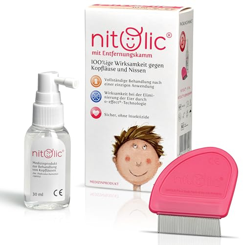 Nitolic Läuseshampoo mit Läusekamm – nur 1 Anwendung nötig – für Kinder ab 2 Jahren – Läusemittel gegen Kopfläuse & Nissen – Anti Läuse Shampoo – ohne Insektizide