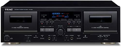 Teac W-1200 Doppel-Kasettendeck (Kassettenspieler zur Aufnahme/Wiedergabe, Mikrofoneingang, USB-Ausgang für digitale Aufnahme auf PC/Mac) Schwarz