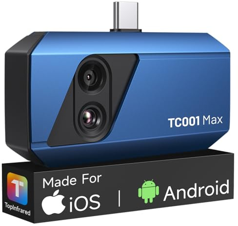 TOPDON Wärmebildkamera TC001 Max für Android iPhone, 512×384 TISR-Auflösung mit 1,5 MP visueller Kamera, –20°C-550°C, 25Hz, Dual-Objektiv Thermal Camera USB-C für Gebäude-, Elektro-, HLK-Inspektion