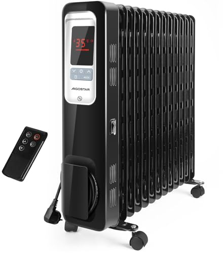 Aigostar Oil Monster 33JHH - 2500W Ölradiator Energiesparender, LCD Elektro Heizkörper mit 13 Rippen,4 Heizstufen,Thermostat, Fernbedienung,Überhitzungsschutz, Elektroradiator Elektro Heizung