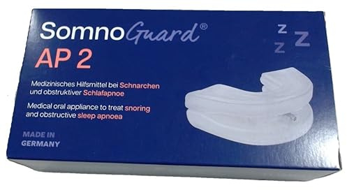 SomnoGuard AP2 Anti-Schnarch-Schiene im FlexPoint Set mit Schlaftipp-ABC, zweiteiliger Schnarchstopper, auch bei Zähneknirschen, für mittelgroße bis große Kiefer