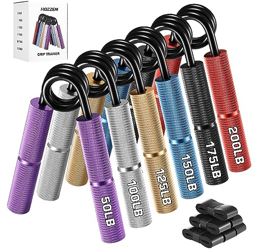 Hozzen Handtrainer Fingertrainer, Griffkraft Trainer Trainingsset - 6er-Pack (50/100/125/150/175/200LB) Handgelenk Trainer, Hochbelastbares Handgriff für Muskelaufbau und Hand-Rehabilitationsübungen