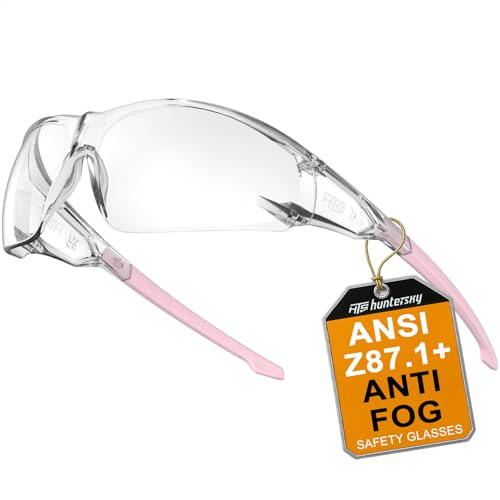 HTS HUNTERSKY S239 Schutzbrille mit klaren pinkfarbenen Gläsern für Frauen, schützt die Augen vor Wind und Staub geeignet für Fahrradfahren Radfahren Laufen sowie Labor- und Chemiearbeiten