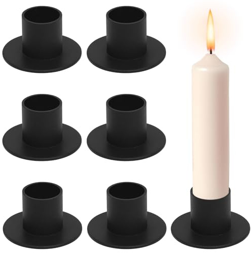 Votoko 6 Stück Kerzenhalter für Stabkerzen, Matt Schwarz Kerzenständer aus Metall, Vintage Eisen Stabkerzenhalter, Spitzkerzenhaltern für Hochzeit Weihnachten Party Esstisch Mantel Dekoration