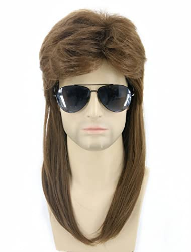 Topcosplay Perücke Herren Damen 70er 80er Vokuhila Perücke Proll Perücke für Fasching, Karneval, Halloween