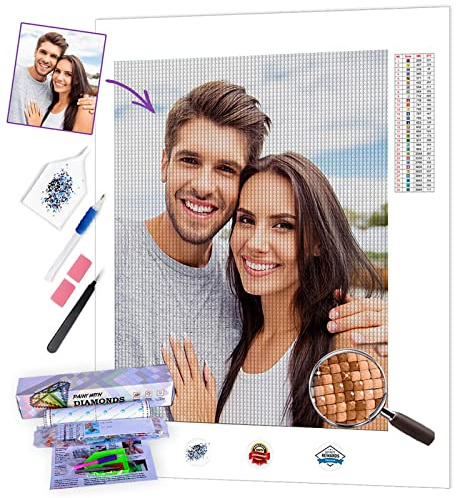 Lehaha Benutzerdefinierte 5D Diamond Painting Eigenes Bild Foto,Personalisiert Diamant Malerei Set Painting Full Bilder für Erwachsene,Runder Bohrer(30x40cm)