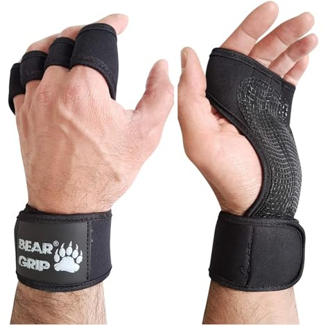 BEAR GRIP - Offene Trainingshandschuhe für Crossfit, Bodybuilding, Kallisthenik, Powerliftin (S)