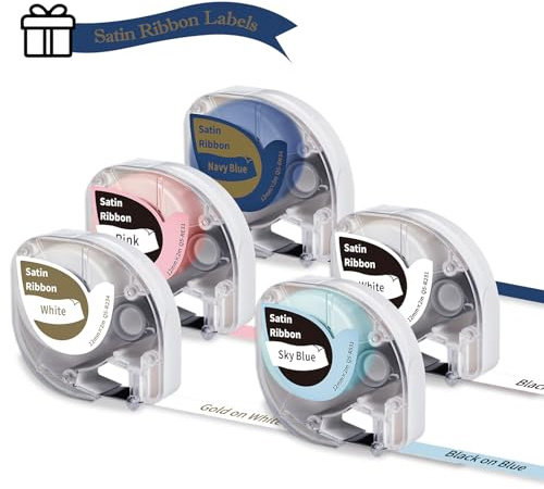 5x Phomemo P12 Satinband Original 12mm x 2m Q5-R234/RE31/RN34/R531/R231 | Satinband Geschenkband für Geschenkparty, Hochzeit DIY Geschenkverpackung für Phomemo P12/P12 Pro/LT12/F12 Labeldrucker
