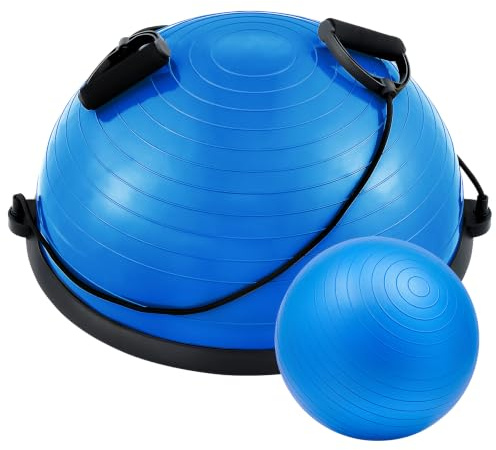 ZELUS Balance Ball Trainer Anti-Rutsch Balance Ball Halbkuge mit Widerstandsbändern Gymnastikball für Yoga Fitness, Krafttraining, Core Training, Gleichgewichtstraining