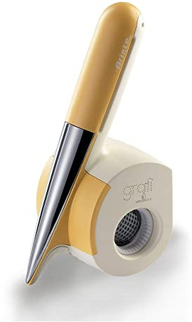 Ariete 457 Gratì Waterproof, Wasserdichte Elektrische Reibe für Käse, Schokolade und Nüsse, Kabellos, Abwaschbar, 2 Edelstahlwalzen, Weiß und Gelb