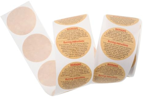 Kerzen Sicherheitsaufkleber 1 Rolle Rund aus Papier für Verpackungen | Stark Haftend, Leicht und Lesbar, Selbstklebend Gedruckt, zum Beschriften von Waren