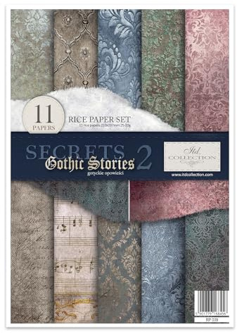 ITD Collection - Reispapier Kreativset A4 Decoupage Rice Paper Sheet 29,7 x 21 cm Serviettentechnik Mehrfarben (Secrets Gothic Stories 2, RP009)
