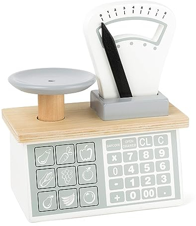 small Foot Waage aus Holz, mit Waagschale und beweglichem Gewichtszeiger, für Kinder ab 3 Jahren, 11201