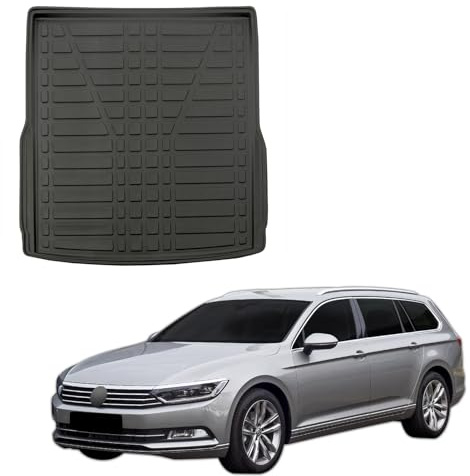 SCOUTT Kofferraumwanne Laderaumwanne Kompatibel mit VW Passat B8 Variant/Kombi 2014-2023, mit Hoher Rand, Kofferraum-Schutzmatte, Geriffelt, Aufrollbar
