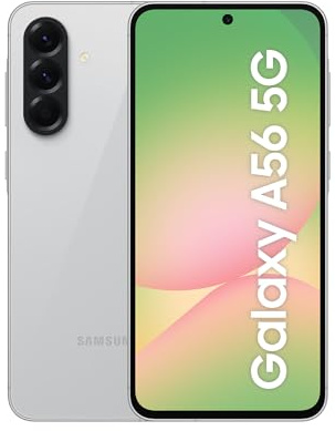Samsung Galaxy A56 5G AI Smartphone ohne Vertrag, Simlockfreies AI Handy mit Android, 8 GB RAM, 128 GB Speicher, 50-MP-Kamera, Awesome Lightgray, 2,5 Jahre Herstellergarantie [Exklusiv auf Amazon]
