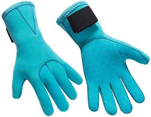 Tauchhandschuhe 3mm Neoprenhandschuhe Wassersport Handschuhe Verschleißfest Schwimmhandschuhe Damen Herren Sporthandschuhe rutschfest Thermohandschuhe Tauchen Schnorcheln Surfen Kajak Segeln (Blau, L)