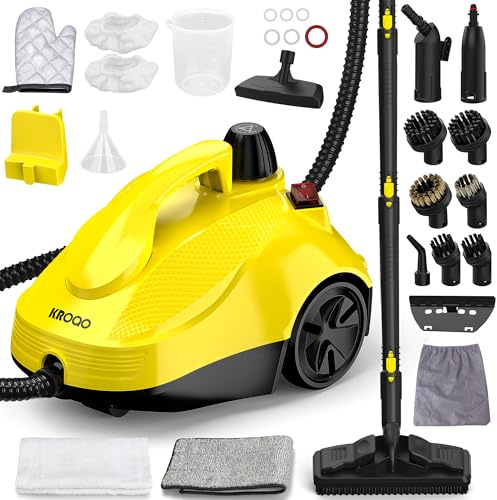 KROQO Dampfreiniger, fünf Meter langes Netzkabel, geeignet für die Reinigung von Backöfen, Sofas, Polstermöbeln und Spielzeug, mit 23 Zubehörteilen für eine effektive Fleckenentfernung.