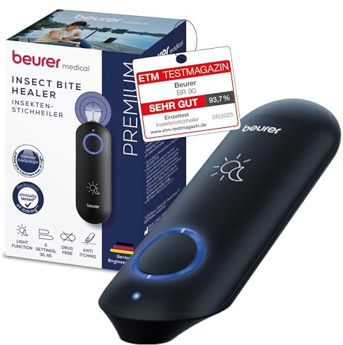 Beurer BiteX Day&Night Insektenstichheiler BR 90, Mückenstich Hitzestift zur Behandlung von Insektenstichen- und bissen, elektronischer Stichheiler, mit Licht zur Anwendung im Dunkeln, Reise-Gadget