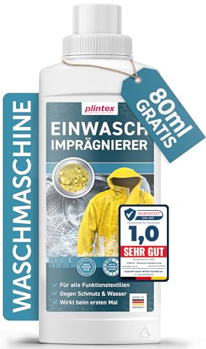 PLINTEX® Einwaschimprägnierung 580ml für Outdoorbekleidung und Funktionskleidung ohne Baumwollanteil - Imprägnierung Waschmaschine - Softshell, Gore-tex, Skibekleidung, Motorradbekleidung
