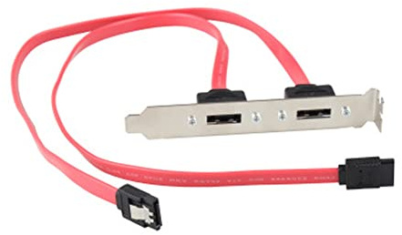 Aukson K41 2X eSATA Buchse auf Slotblech, 2X SATA 7pin Stecker Kabel, 45cm, Plug & Play, für PC – 2X SATA Stecker auf 2X eSATA Buchse extern