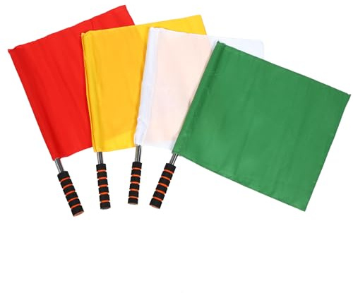 Garneck Schiedsrichter Fahnen, 4 Farben Schiedsrichter Flaggen Fußball Handflaggen Linienrichter Flagge Hochsichtbar Schiedsrichterfahne, Gelb/Rot/Grün/Weiß