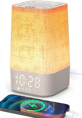 Tageslichtwecker mit 30 Naturgeräuschen,Wecker mit Licht Sonnenaufgang,Dimmbar Nachttischlampe mit Ladefunktion Lichtwecker Einschlafshilfe und Timer,Geschenke für Mutter und Vater, Frauen und Männer