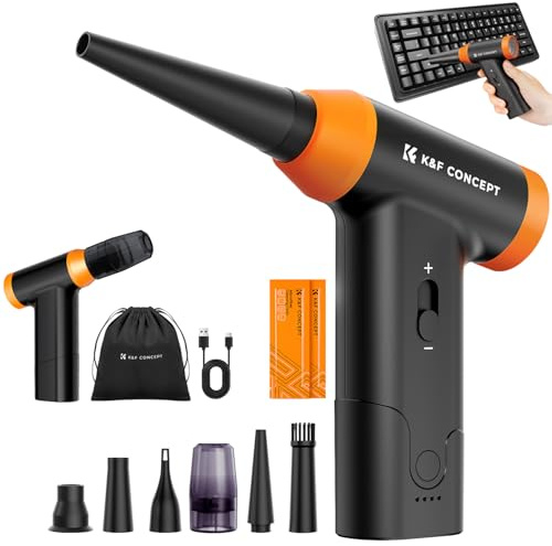K&F CONCEPT BS200 2 in 1 Elektrische Staubgebläse & Staubsauger - 150000 U/min, mit Unendliche Gangschaltung, 5000mAh Akku，Super Power Druckluft Compressed Air Duster für Tastatur, Kamera, Auto, PC