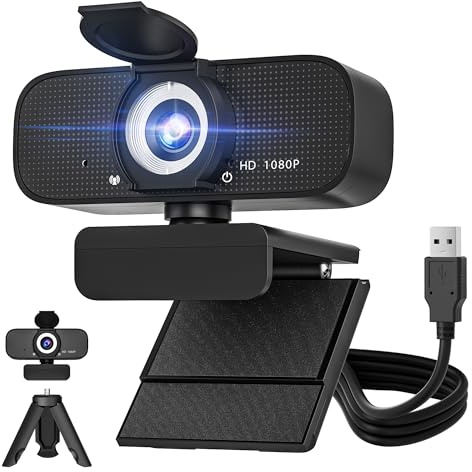 1080P HD Webcam for PC with Auto Focus & Noise Cancelling Mic Plug and Play Computer Camera for Video Conferencing, Online Courses, Live Streaming - Ideal for Remote Workers, Students, Gamers